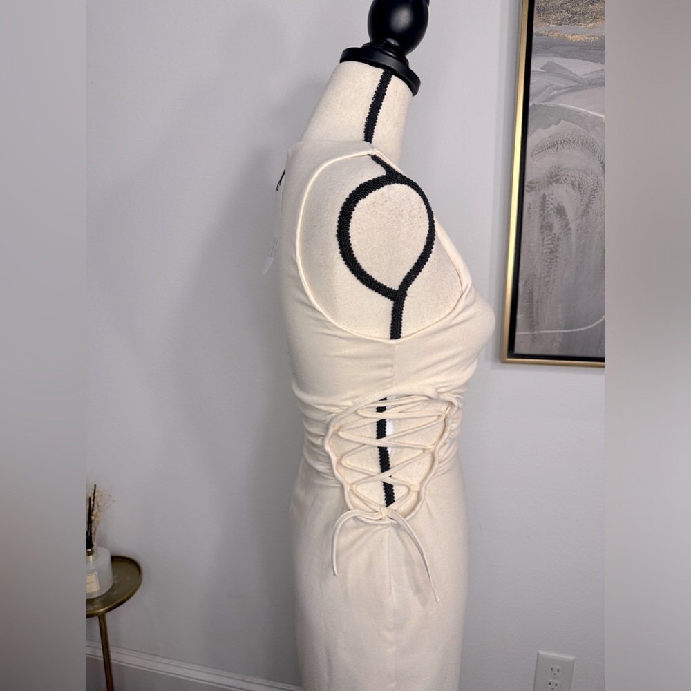 NWT Zara Cut Out Dress | XS Oatmeal Color - Picture 7 of 10